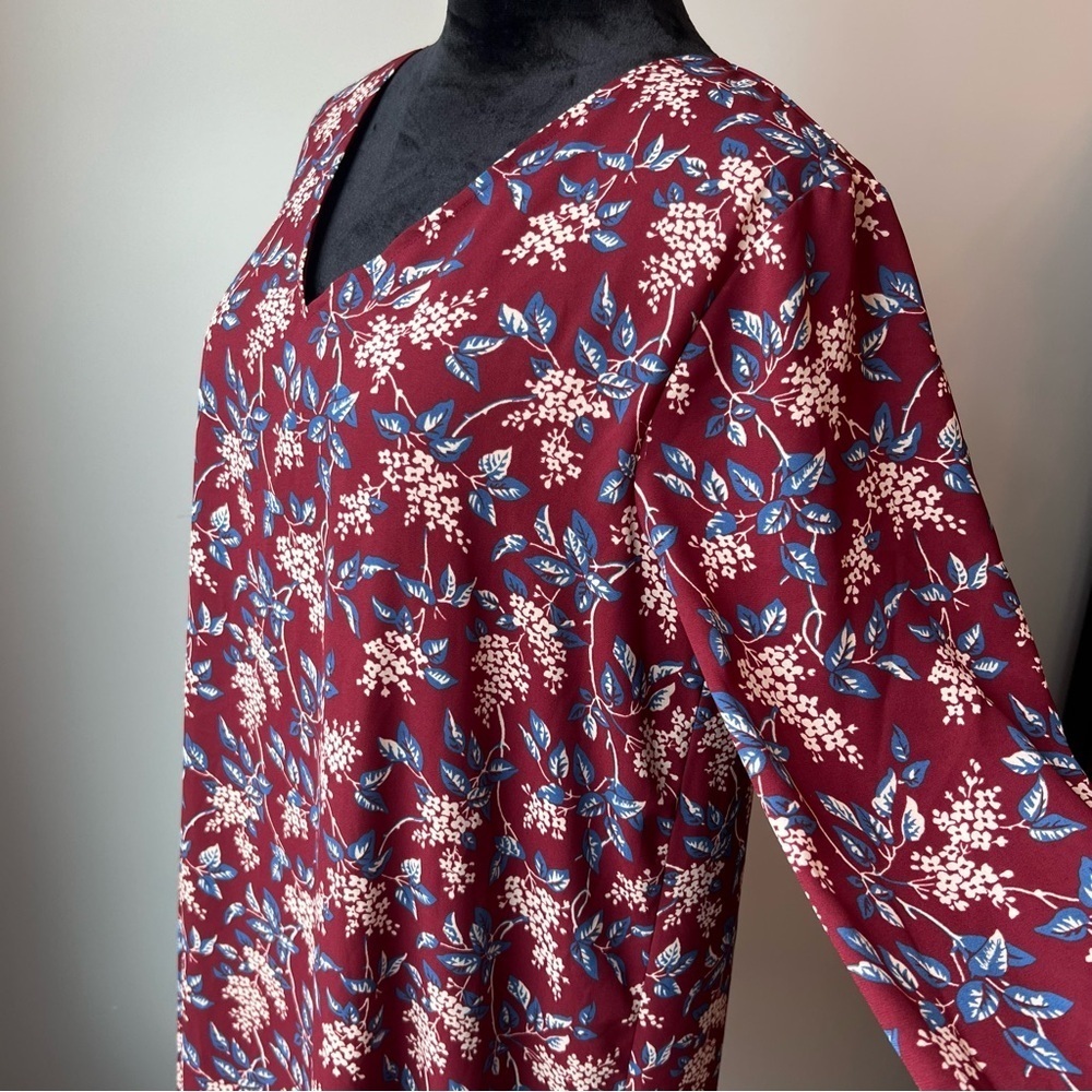 Madewell Red Sheath Dress V-Neck Long Sleeve - Size Large - Picture 16 of 16
